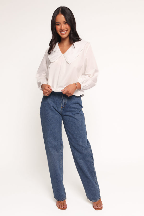 Petal and Pup USA TOPS Kenna Long Sleeve Top - White