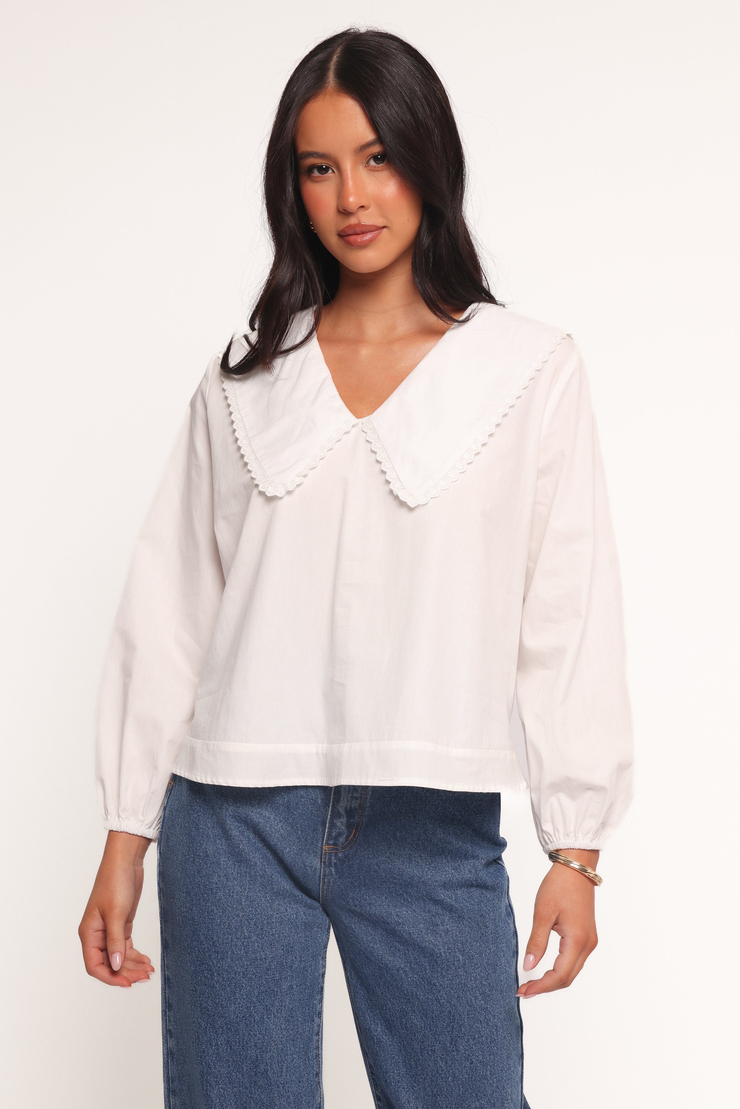 Petal and Pup USA TOPS Kenna Long Sleeve Top - White