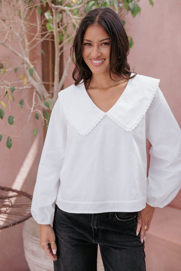 Petal and Pup USA TOPS Kenna Long Sleeve Top - White