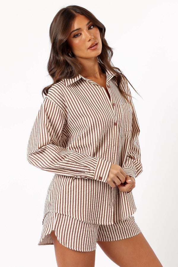 Petal and Pup USA TOPS Kennie Top - Brown Stripe