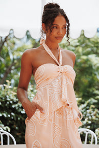 Petal and Pup USA TOPS Klara Halter Top - Peach Floral