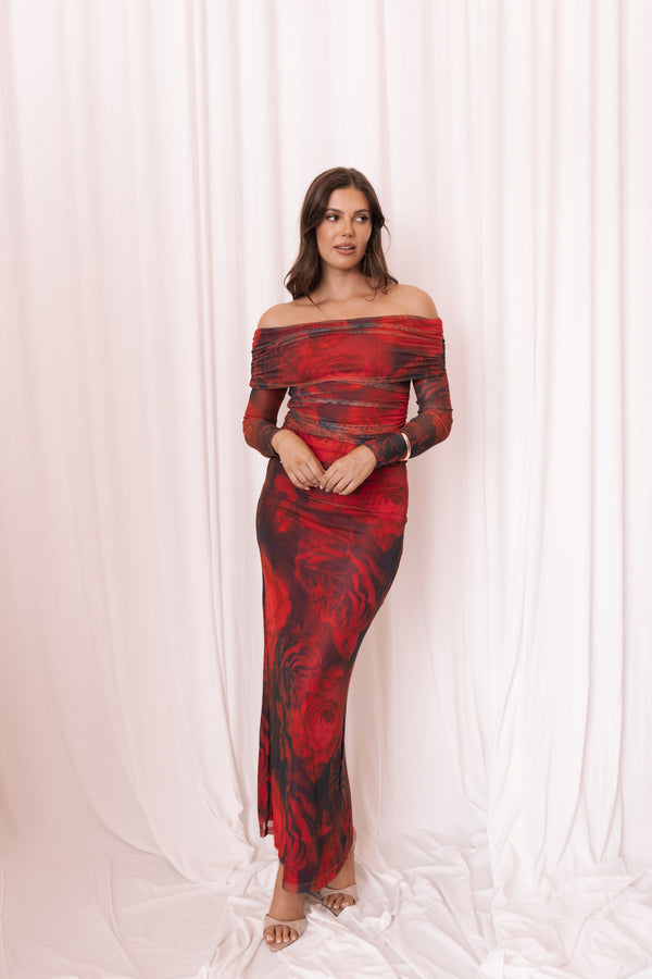 Petal and Pup USA TOPS Koa Off Shoulder Top - Rose Print