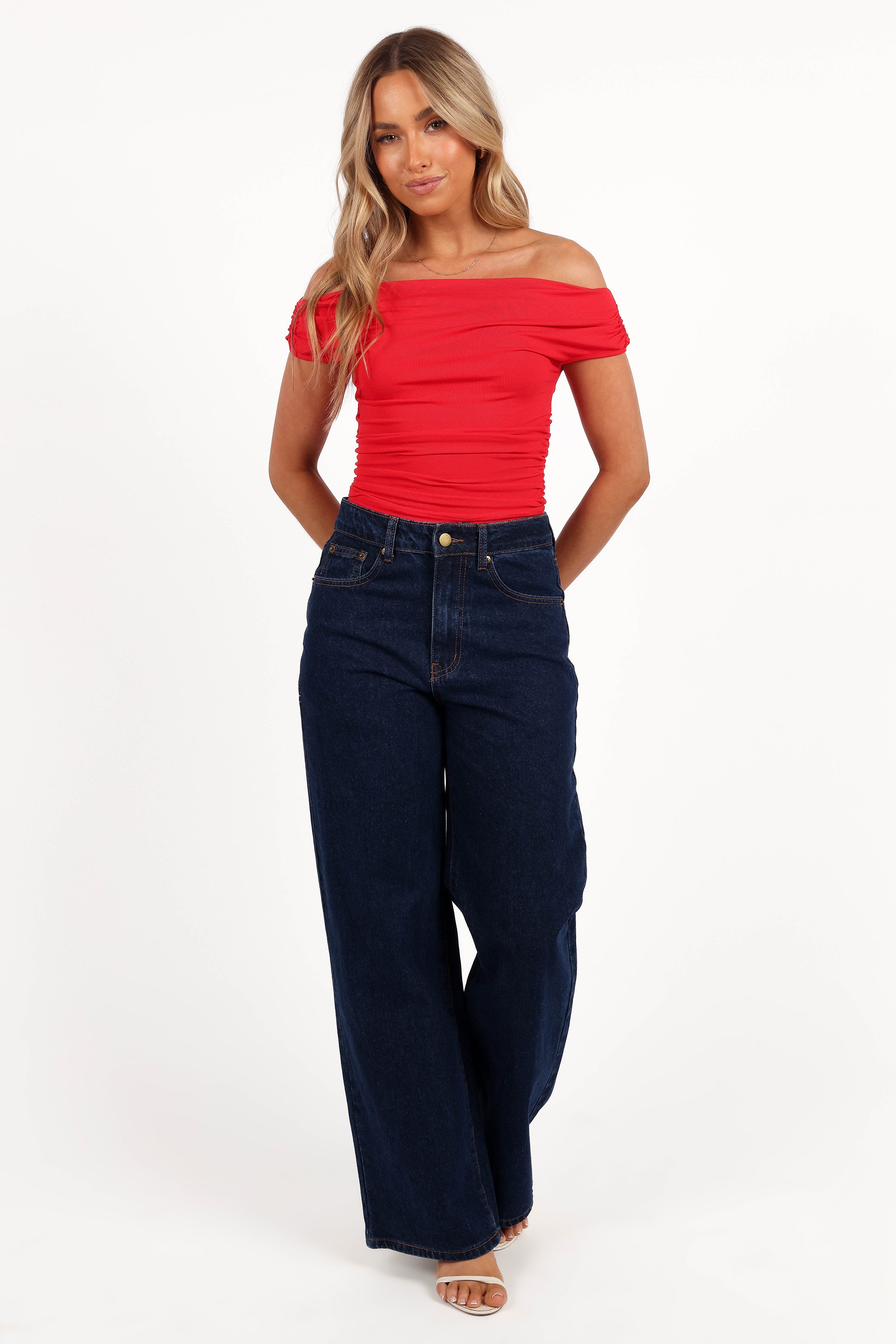 Petal and Pup USA TOPS Lanna Off Shoulder Top - Red
