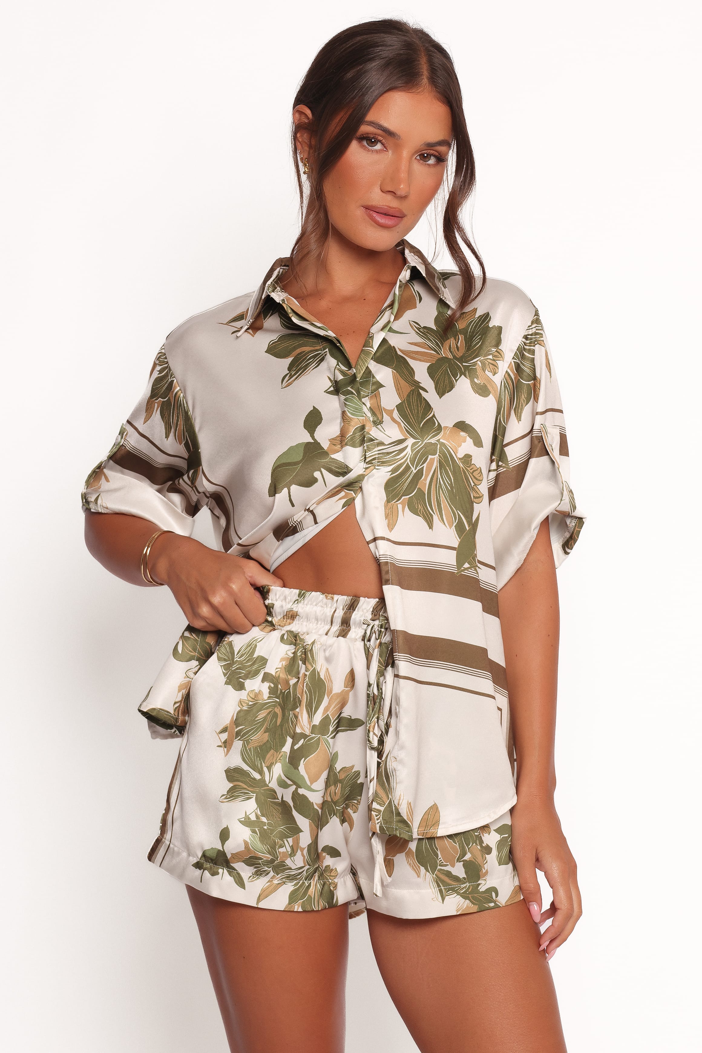 Petal and Pup USA TOPS Lara Shirt - Olive Print (Hold for Amazon)