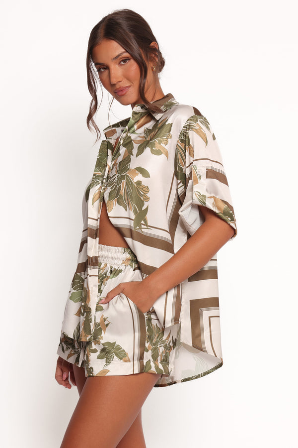Petal and Pup USA TOPS Lara Shirt - Olive Print (Hold for Amazon)