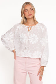 Petal and Pup USA TOPS Leire Embroidered Blouse - White