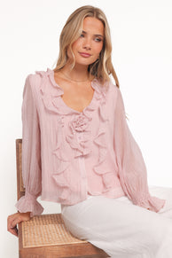 Petal and Pup USA TOPS Lennon Ruffle Blouse - Blush