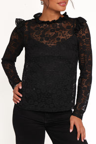 Petal and Pup USA TOPS Lettie Lace Ruffle Top - Black