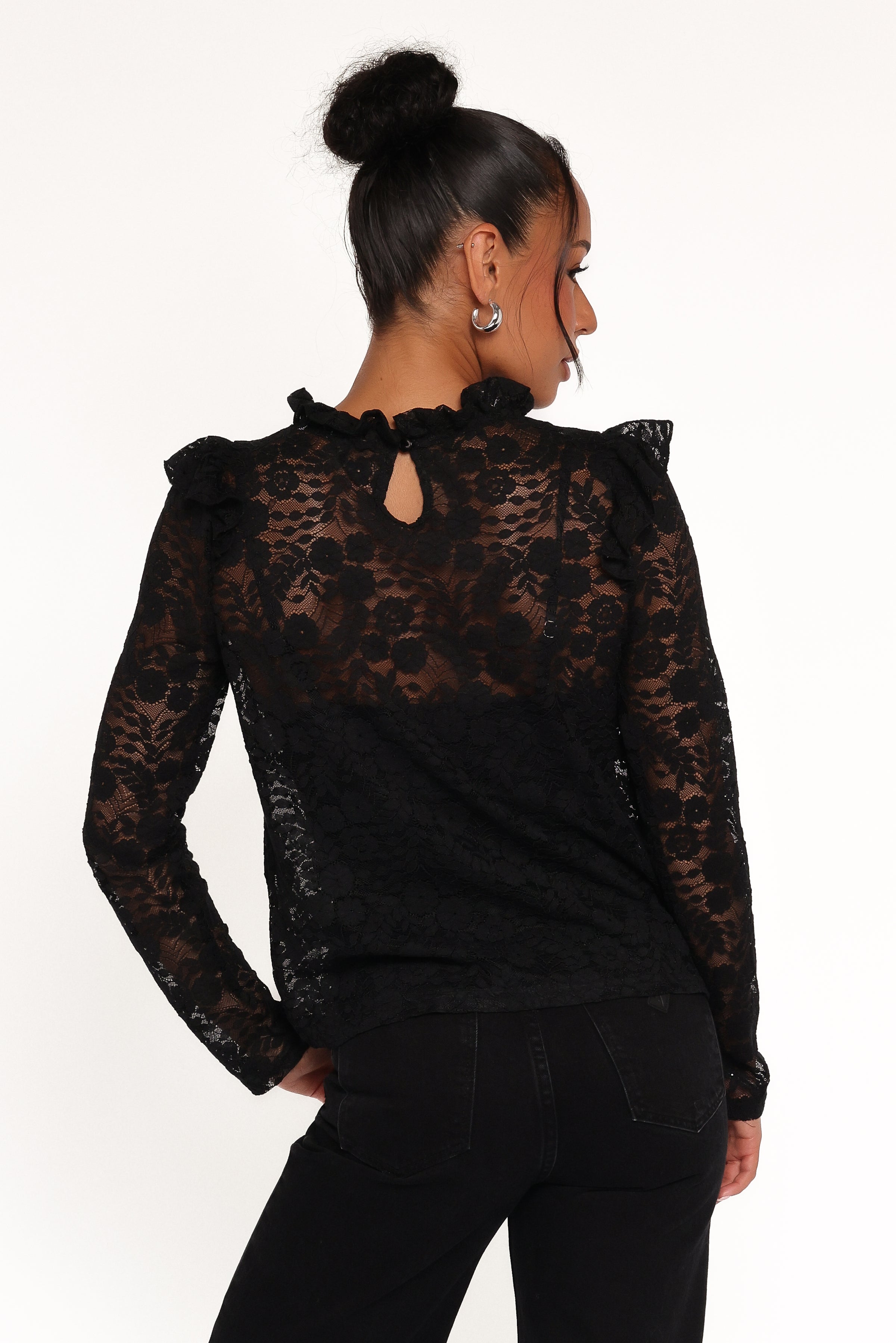 Petal and Pup USA TOPS Lettie Lace Ruffle Top - Black
