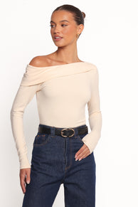 Petal and Pup USA TOPS Liah Off Shoulder Knit Top - Cream