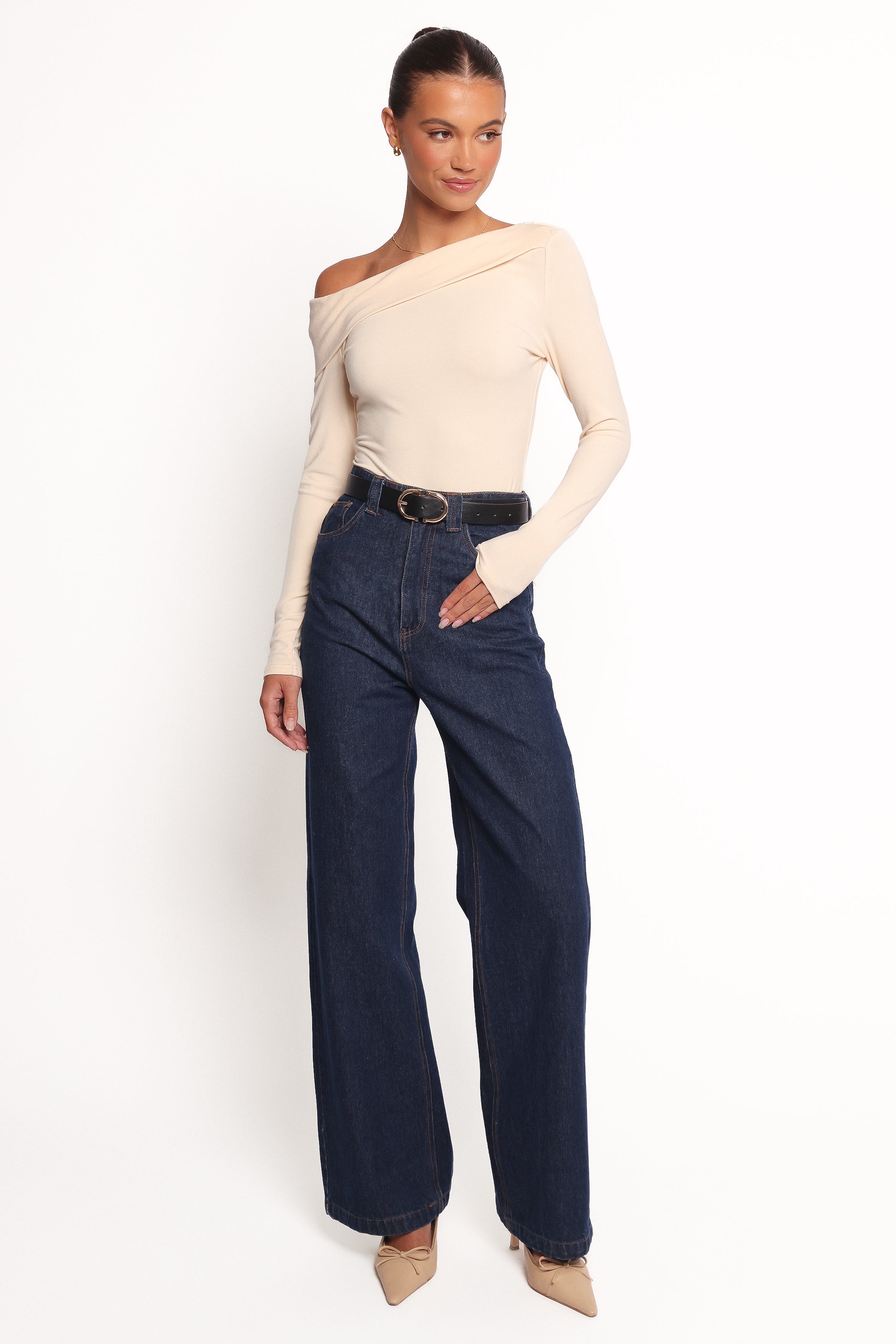 Petal and Pup USA TOPS Liah Off Shoulder Knit Top - Cream