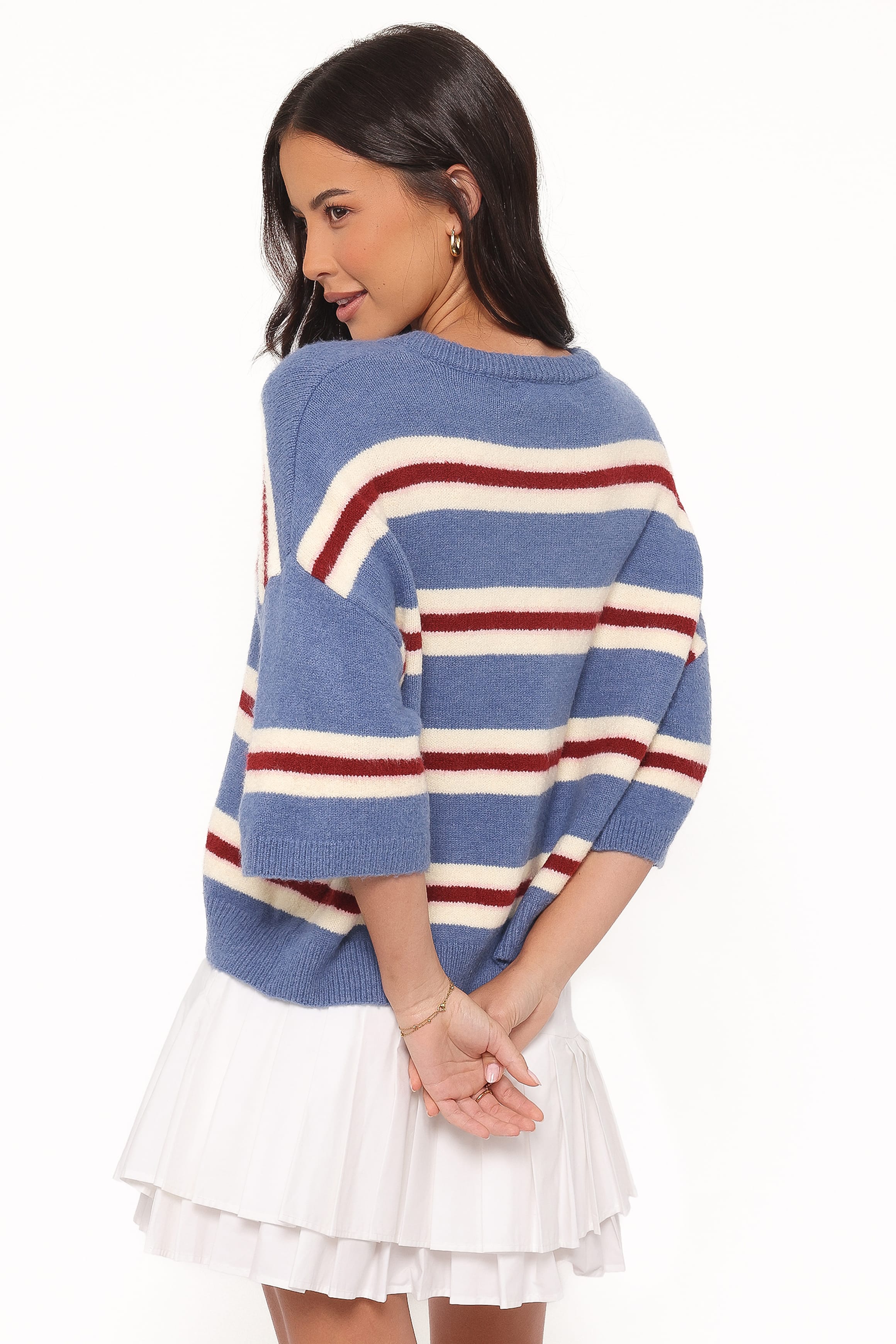 Petal and Pup USA TOPS Lilith Knit Top - Blue Stripe