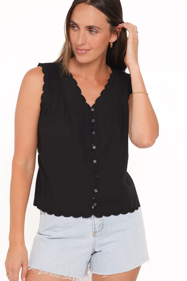 Petal and Pup USA TOPS Lori Lace Trim Top - Black