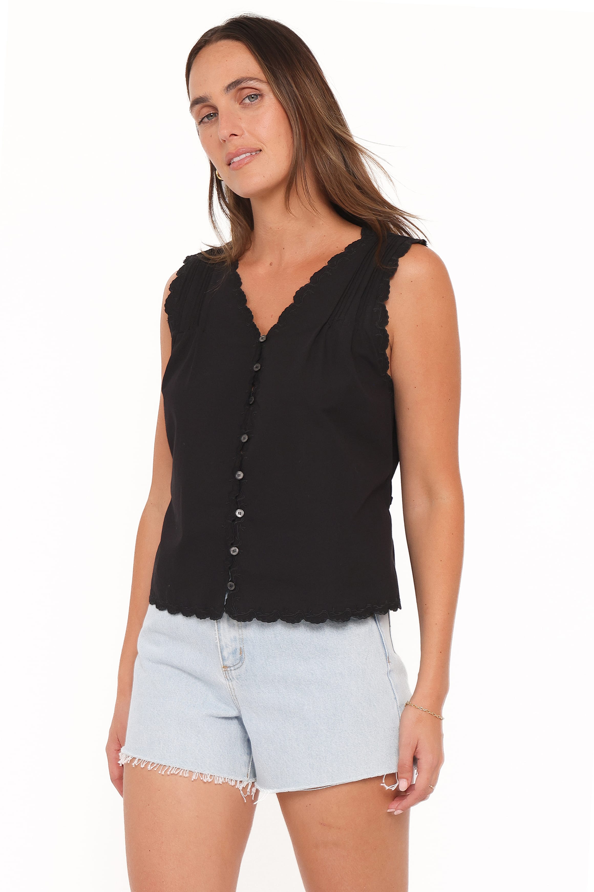 Petal and Pup USA TOPS Lori Lace Trim Top - Black