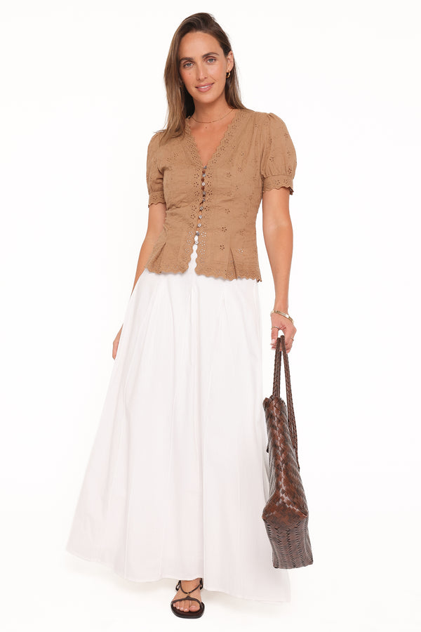 Petal and Pup USA TOPS Lorraine Eyelet Top - Brown