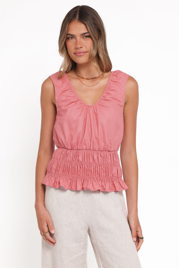 Petal and Pup USA TOPS Lucilla Shirred Waist Top - Petal Pink