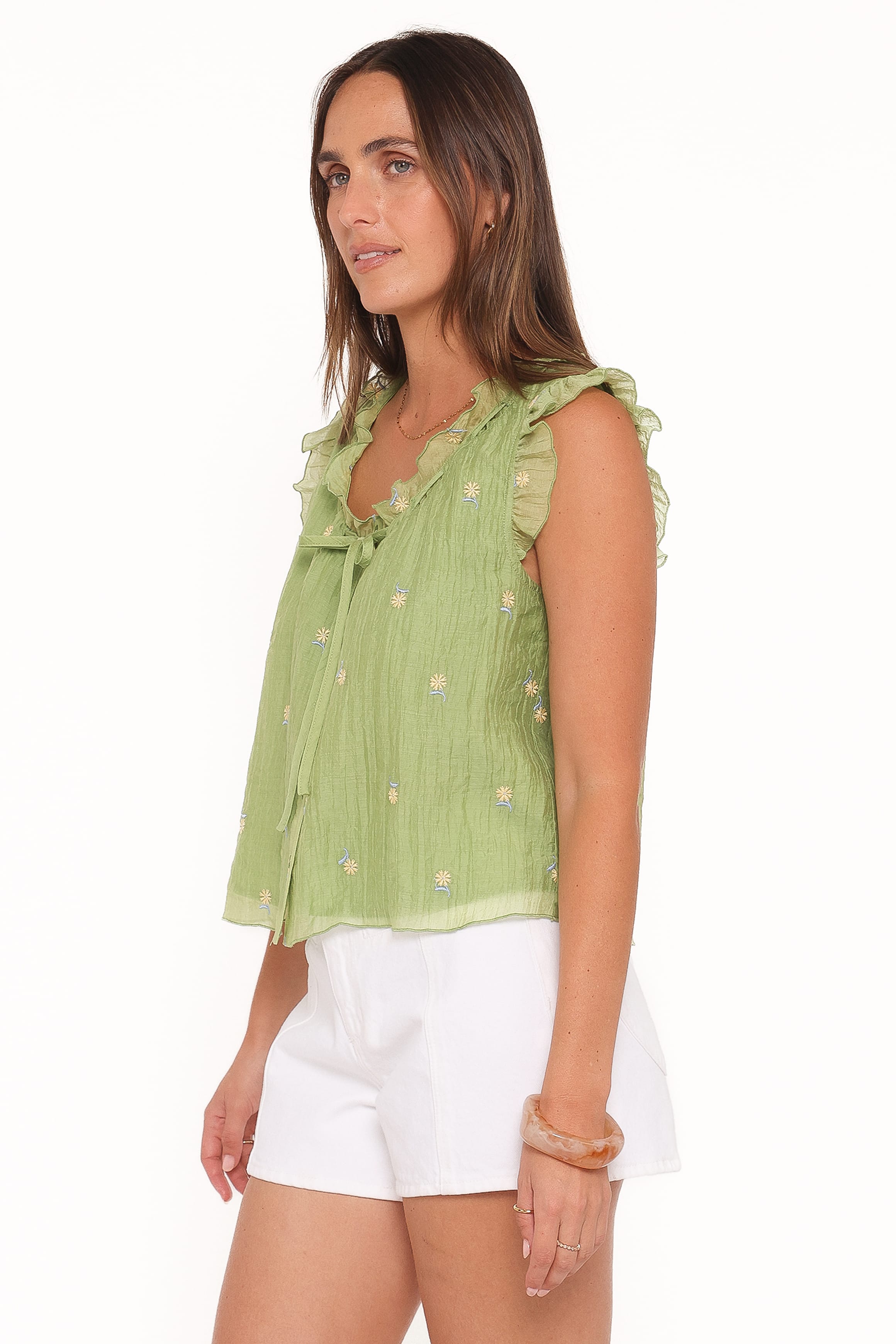 Petal and Pup USA TOPS Lumi Embroidered Ruffle Top - Green