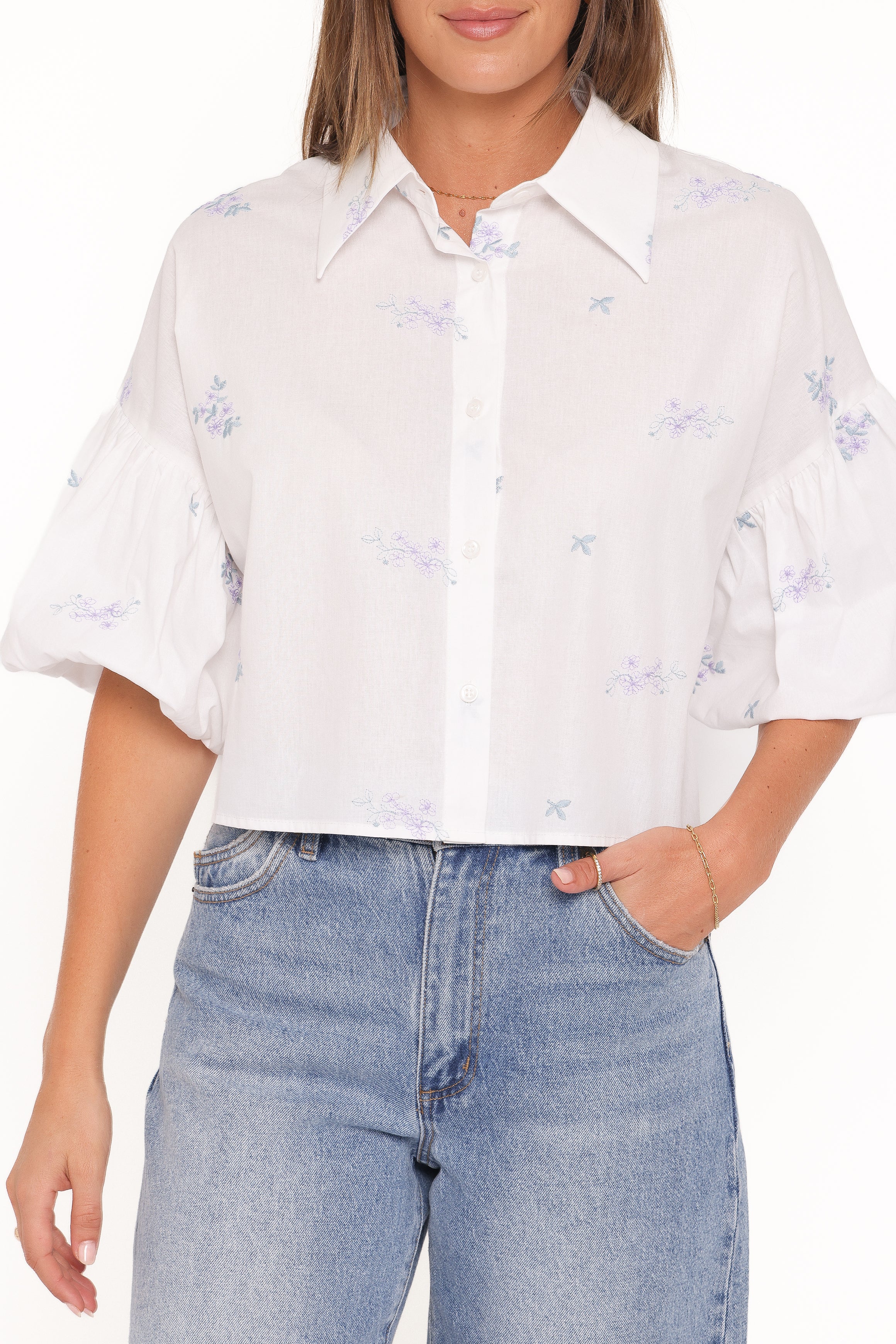 Petal and Pup USA TOPS Luneth Button Up Blouse - White