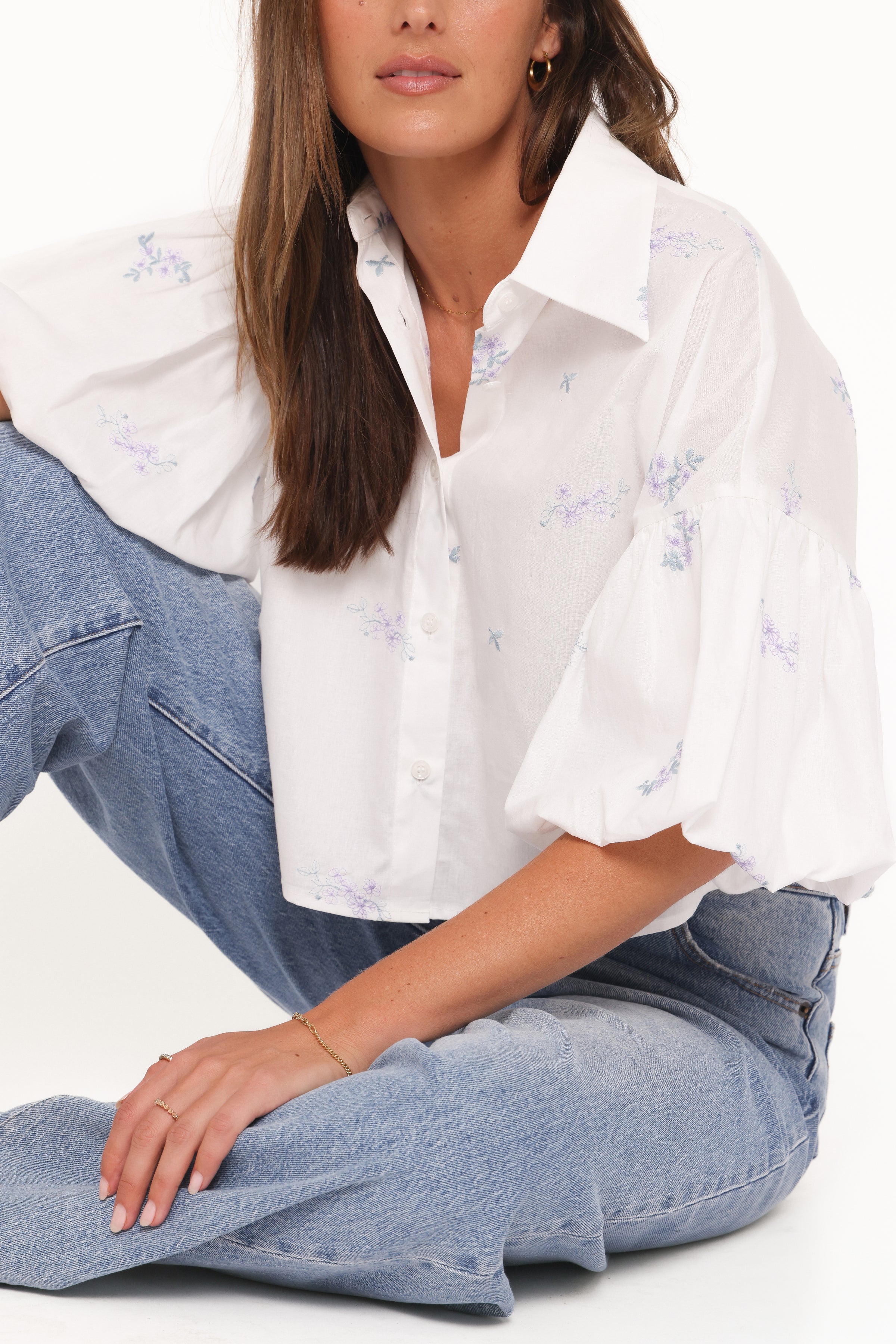 Petal and Pup USA TOPS Luneth Button Up Blouse - White