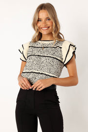 Petal and Pup USA TOPS Lydia Knit Top - Ivory Black
