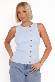 Petal and Pup USA TOPS Lysa Knit Vest Top - Blue
