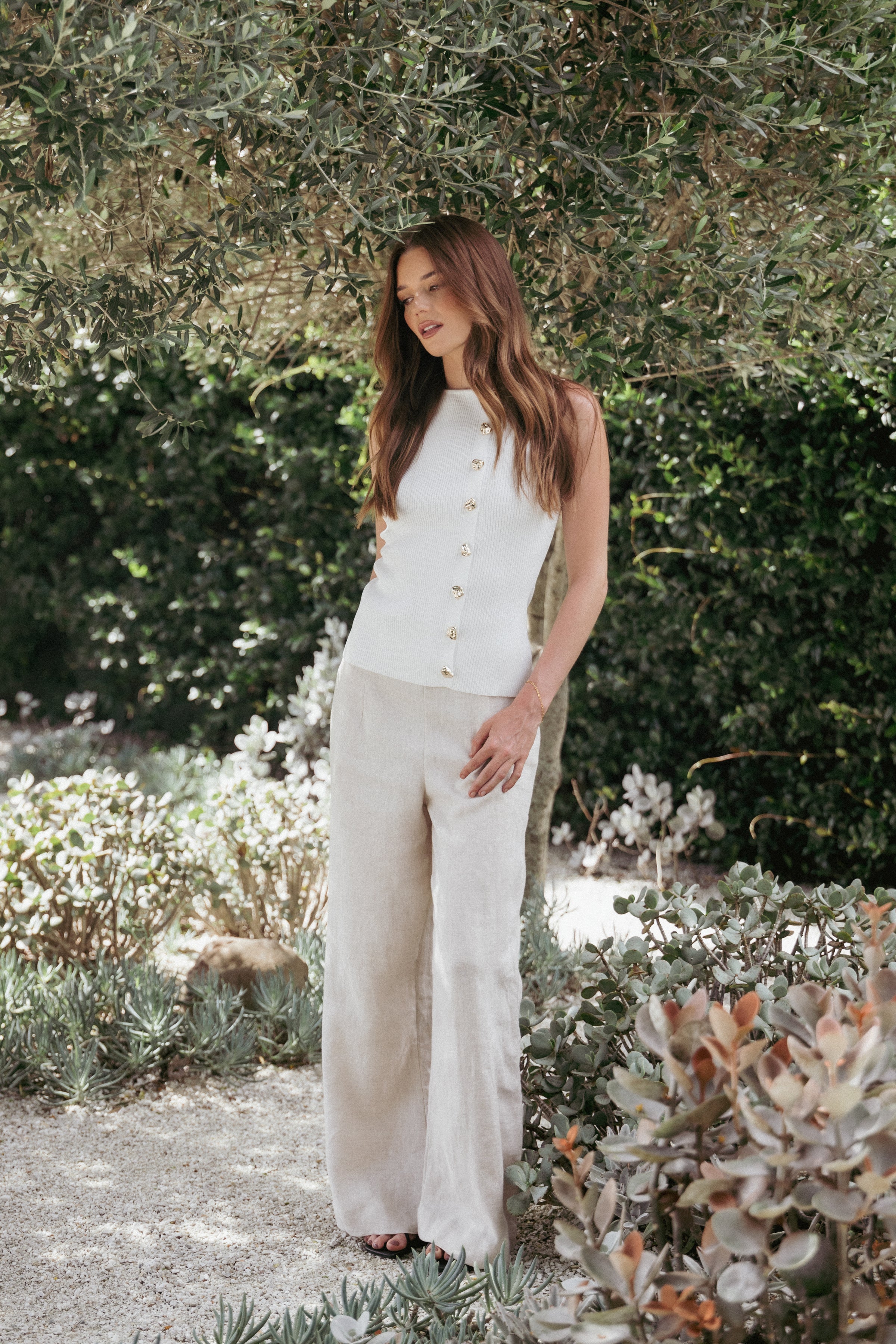 Petal and Pup USA TOPS Lysa Knit Vest Top - White