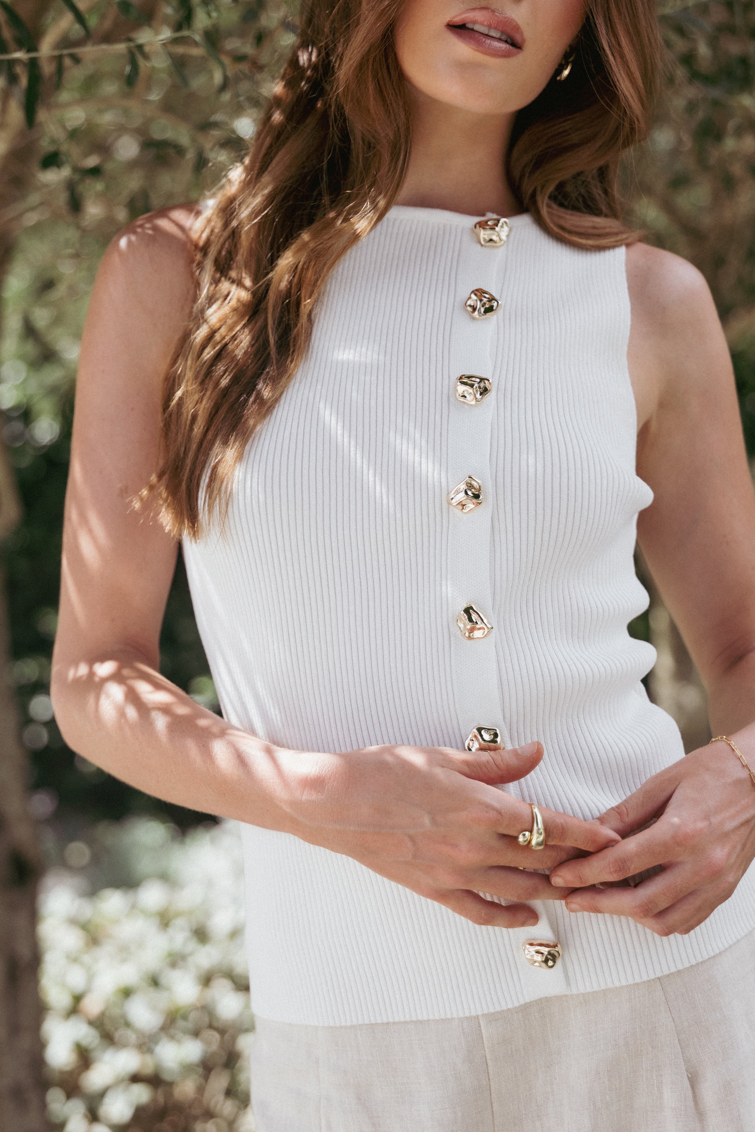 Petal and Pup USA TOPS Lysa Knit Vest Top - White