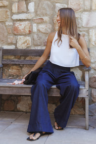 Petal and Pup USA TOPS Madison Linen Cropped Tank - White