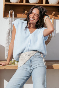 Petal and Pup USA TOPS Mariana Knit Vest - Pale Blue