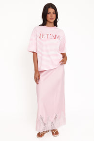 Petal and Pup USA TOPS Marly Je T'Aime Tee - Pink Stripe