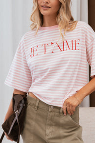 Petal and Pup USA TOPS Marly Je T'Aime Tee - Pink Stripe