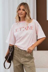 Petal and Pup USA TOPS Marly Je T'Aime Tee - Pink Stripe