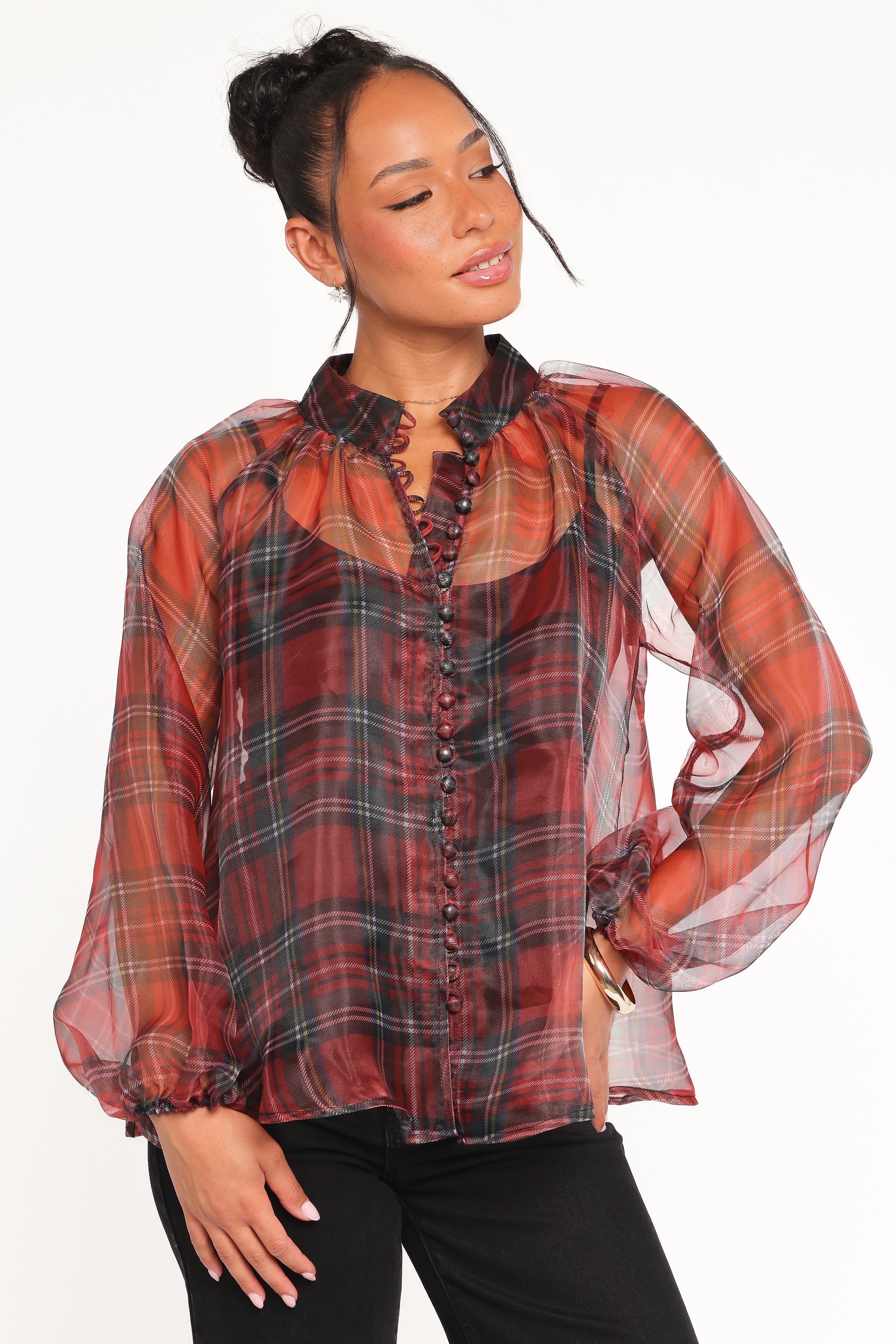 Marni Organza Top - Red Plaid | Petal & Pup USA
