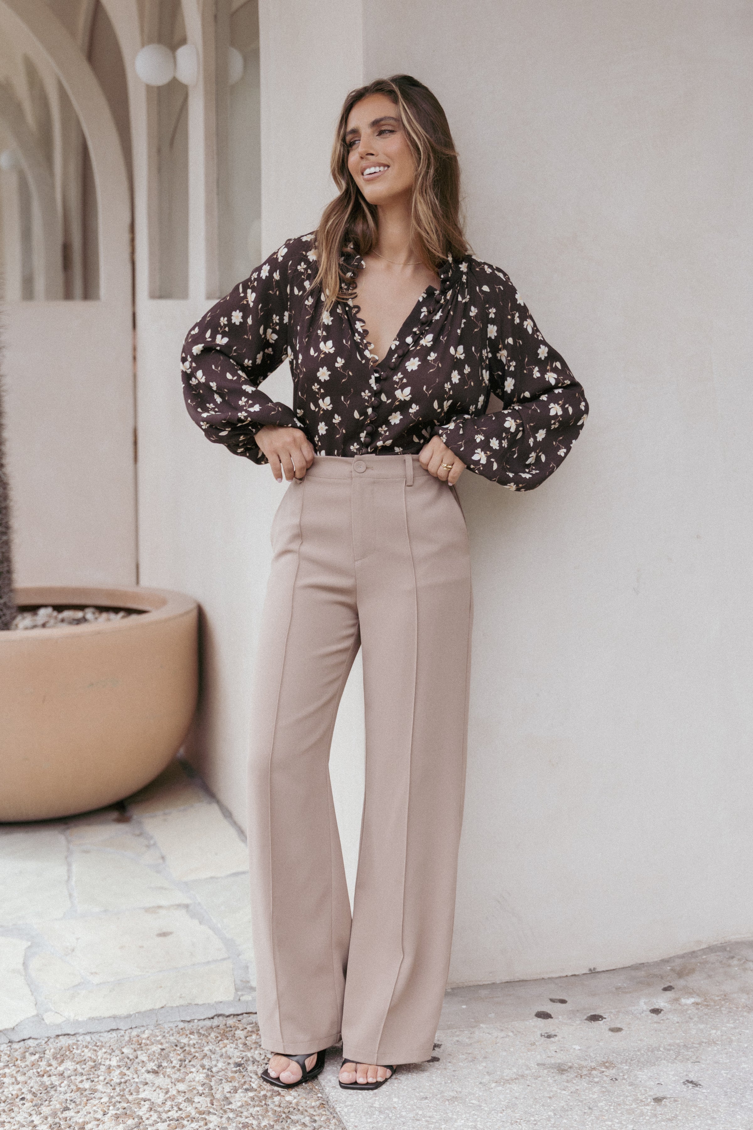 Petal and Pup USA TOPS Marni Top - Brown Ditsy (Hold for Rack)