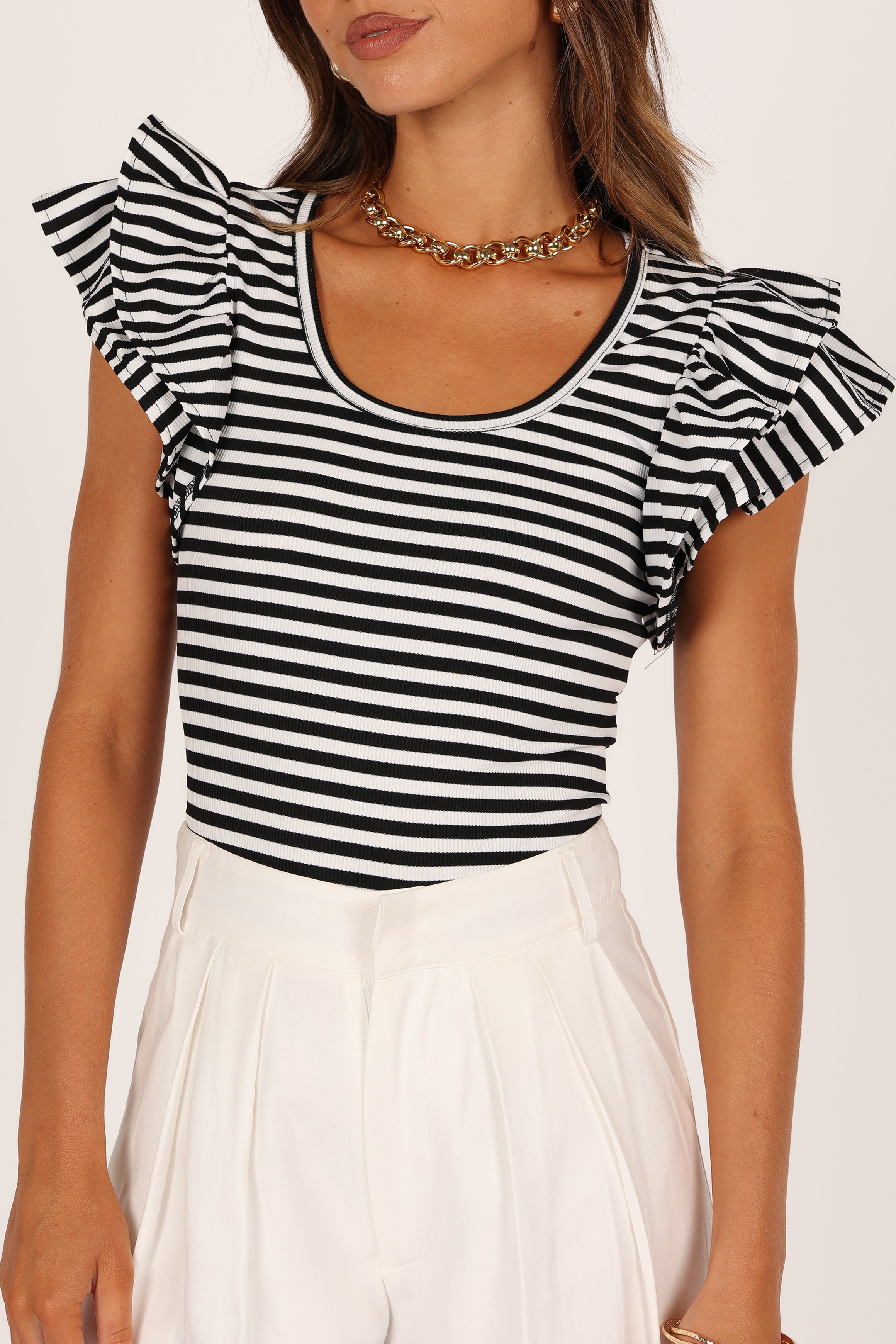 Petal and Pup USA TOPS Martina Ribbed Top - Black Stripe