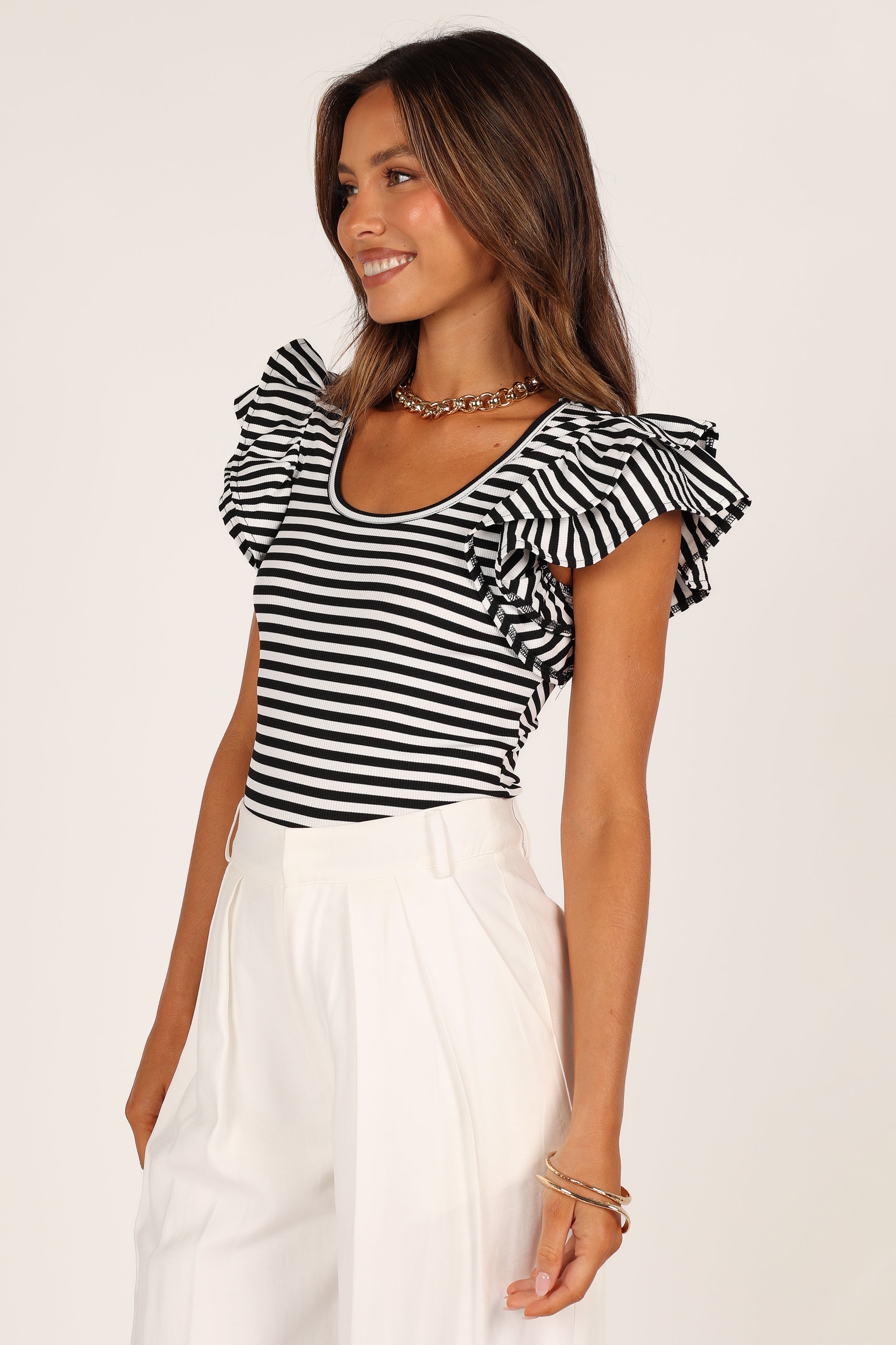 Petal and Pup USA TOPS Martina Ribbed Top - Black Stripe