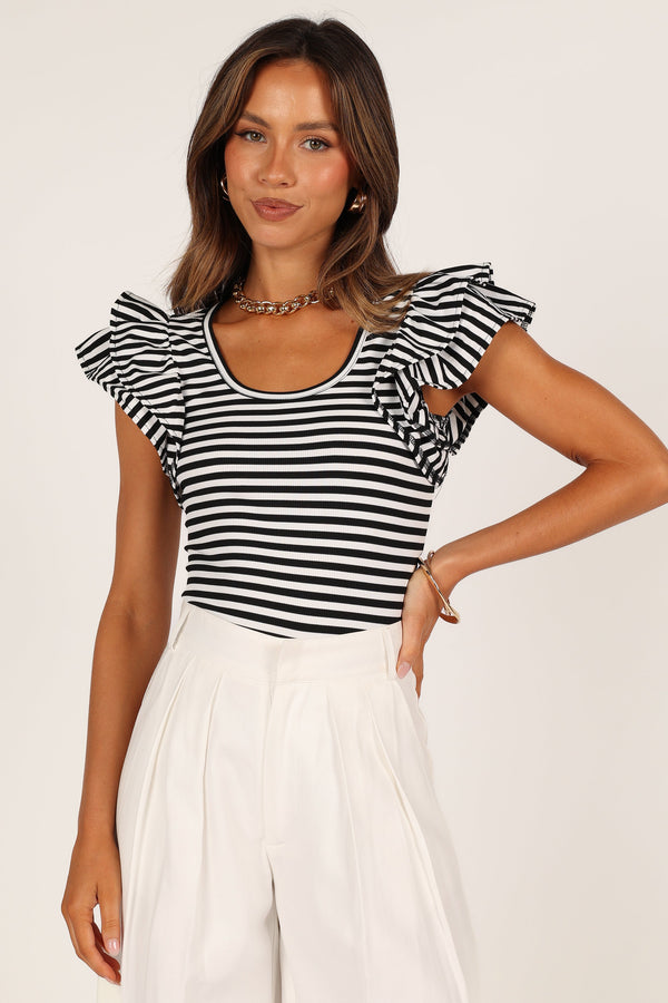 Petal and Pup USA TOPS Martina Ribbed Top - Black Stripe