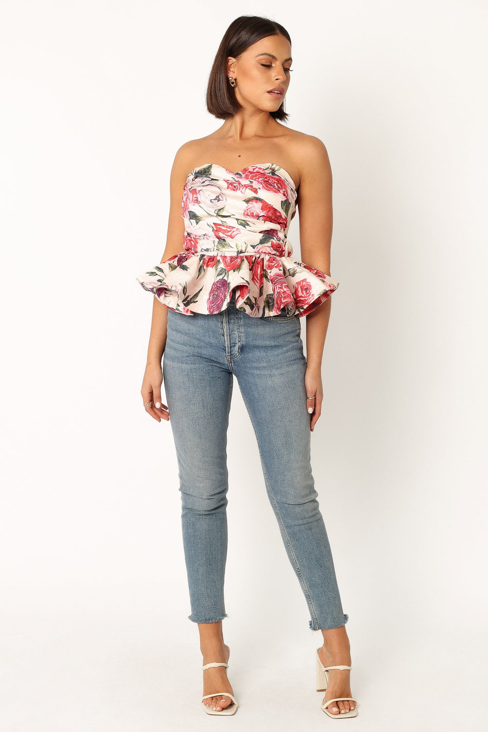 Petal and Pup USA TOPS Maxie Peplum Strapless Top - Red