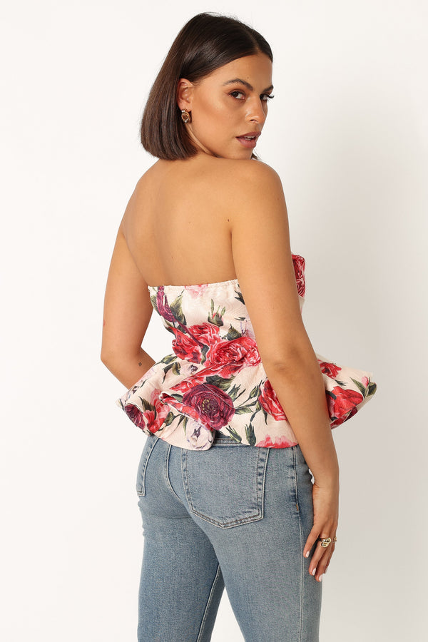 Petal and Pup USA TOPS Maxie Peplum Strapless Top - Red