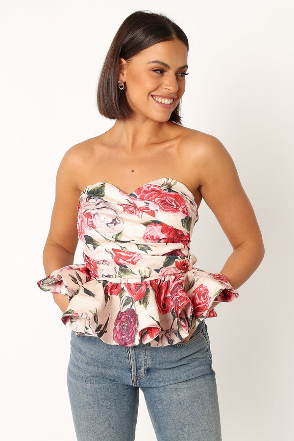 Petal and Pup USA TOPS Maxie Peplum Strapless Top - Red