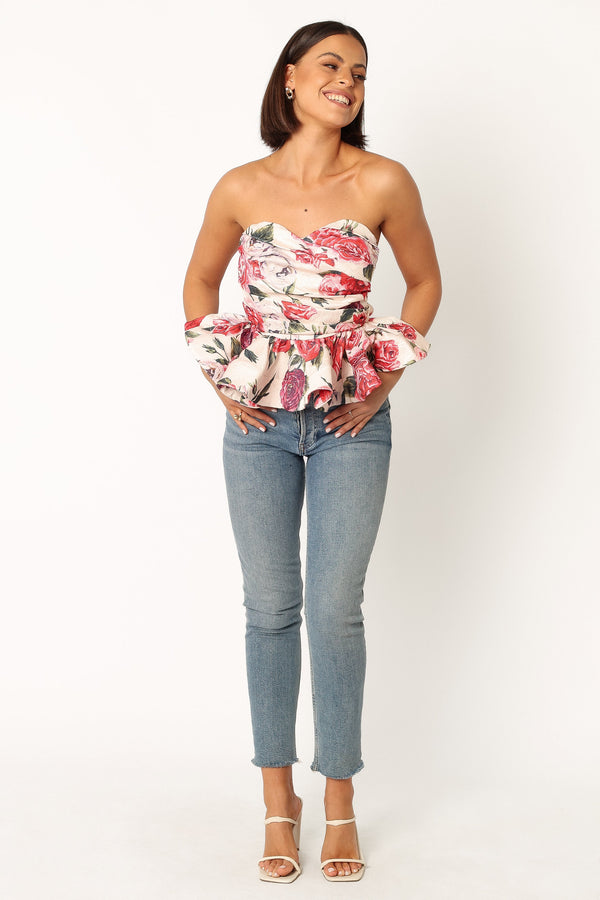 Petal and Pup USA TOPS Maxie Peplum Strapless Top - Red