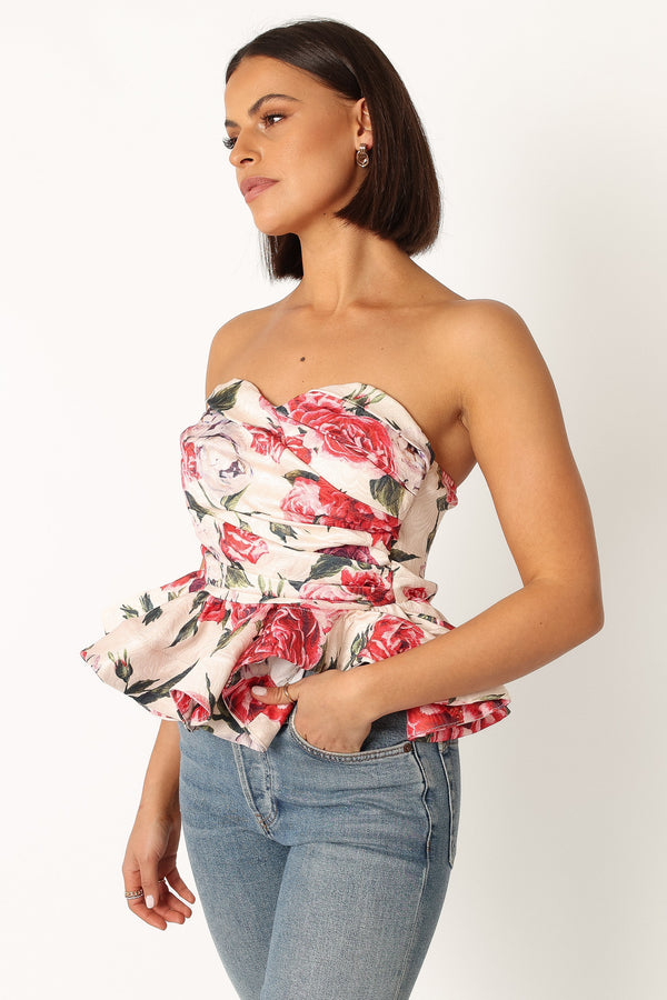 Petal and Pup USA TOPS Maxie Peplum Strapless Top - Red