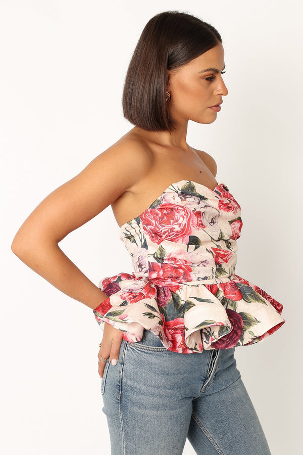 Petal and Pup USA TOPS Maxie Peplum Strapless Top - Red