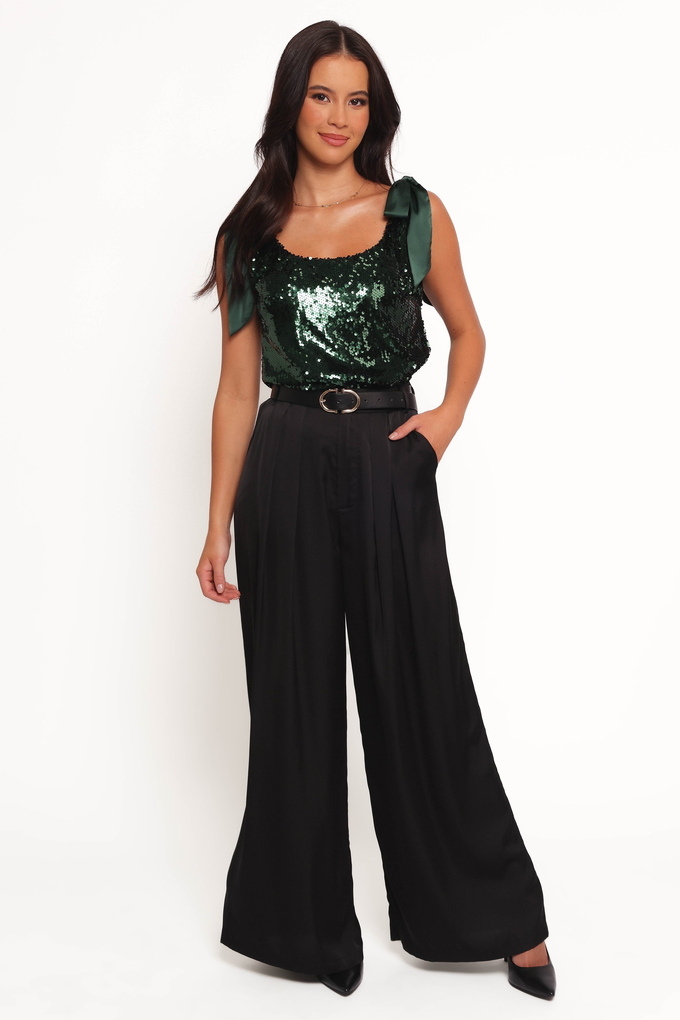 Petal and Pup USA TOPS Miah Sequin Top - Emerald