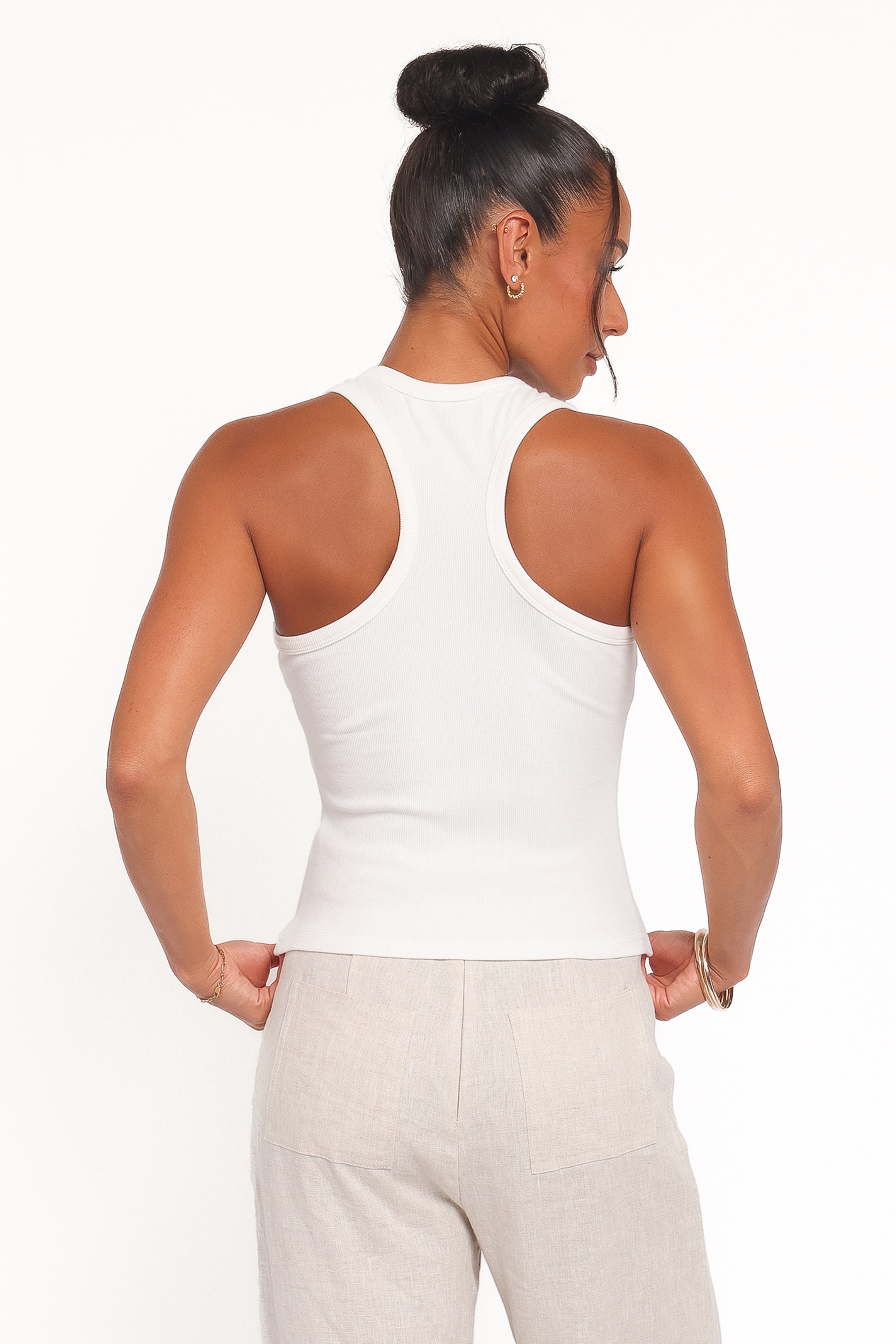 Petal and Pup USA TOPS Miles Racerback Rib Knit Tank Top - White