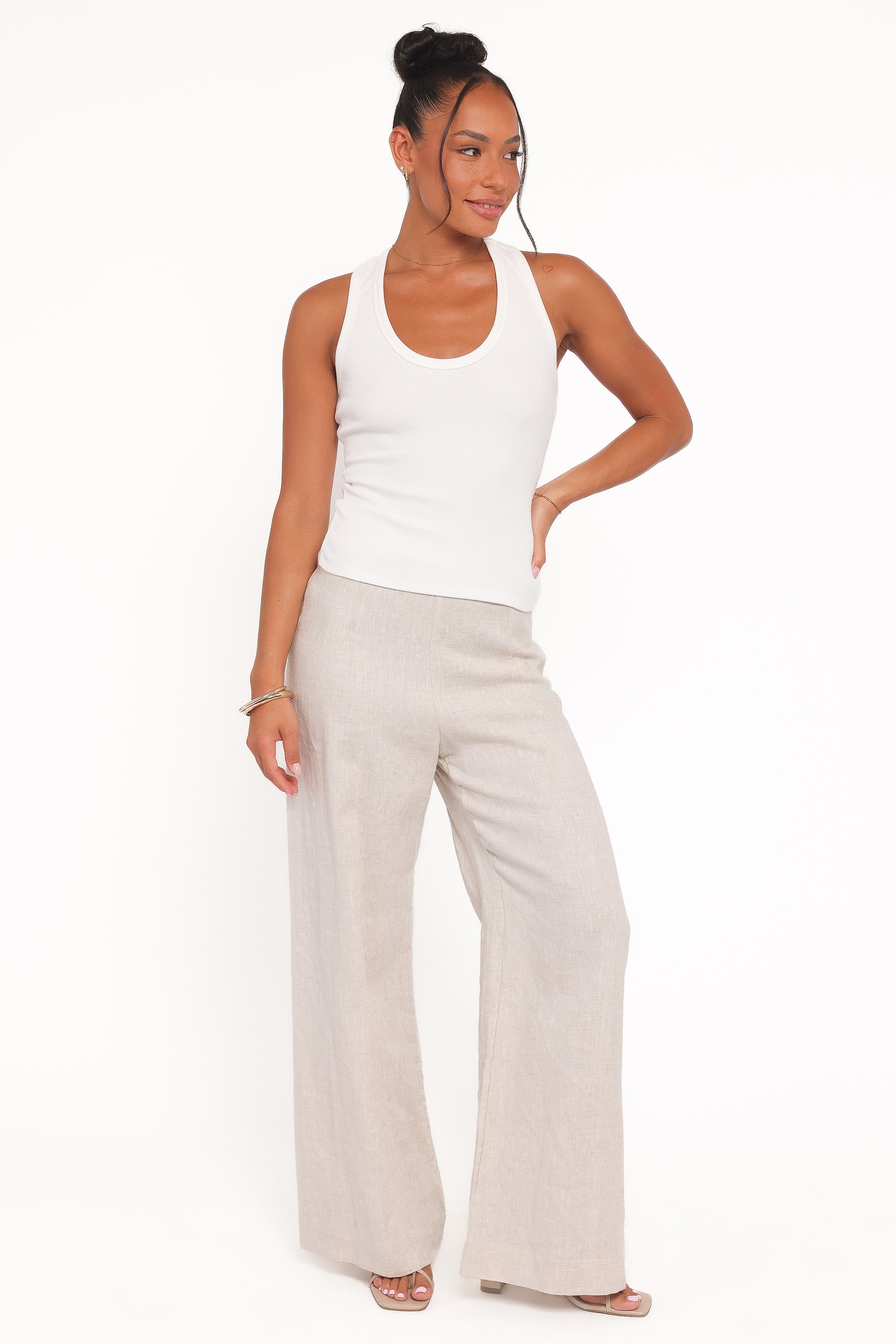 Petal and Pup USA TOPS Miles Racerback Rib Knit Tank Top - White