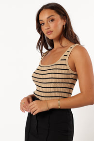 Petal and Pup USA TOPS Milla Knit Top - Beige Black