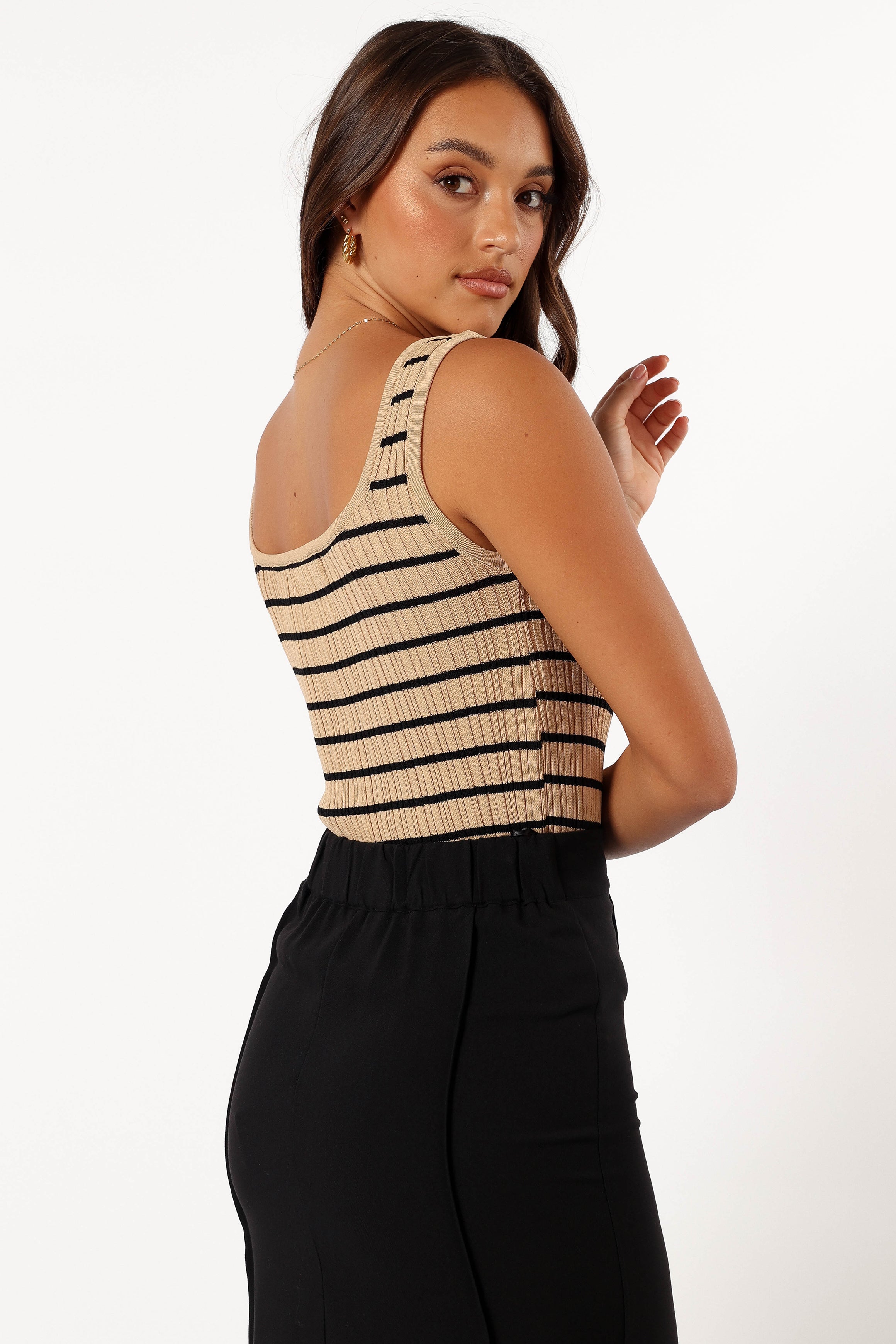 Petal and Pup USA TOPS Milla Knit Top - Beige Black