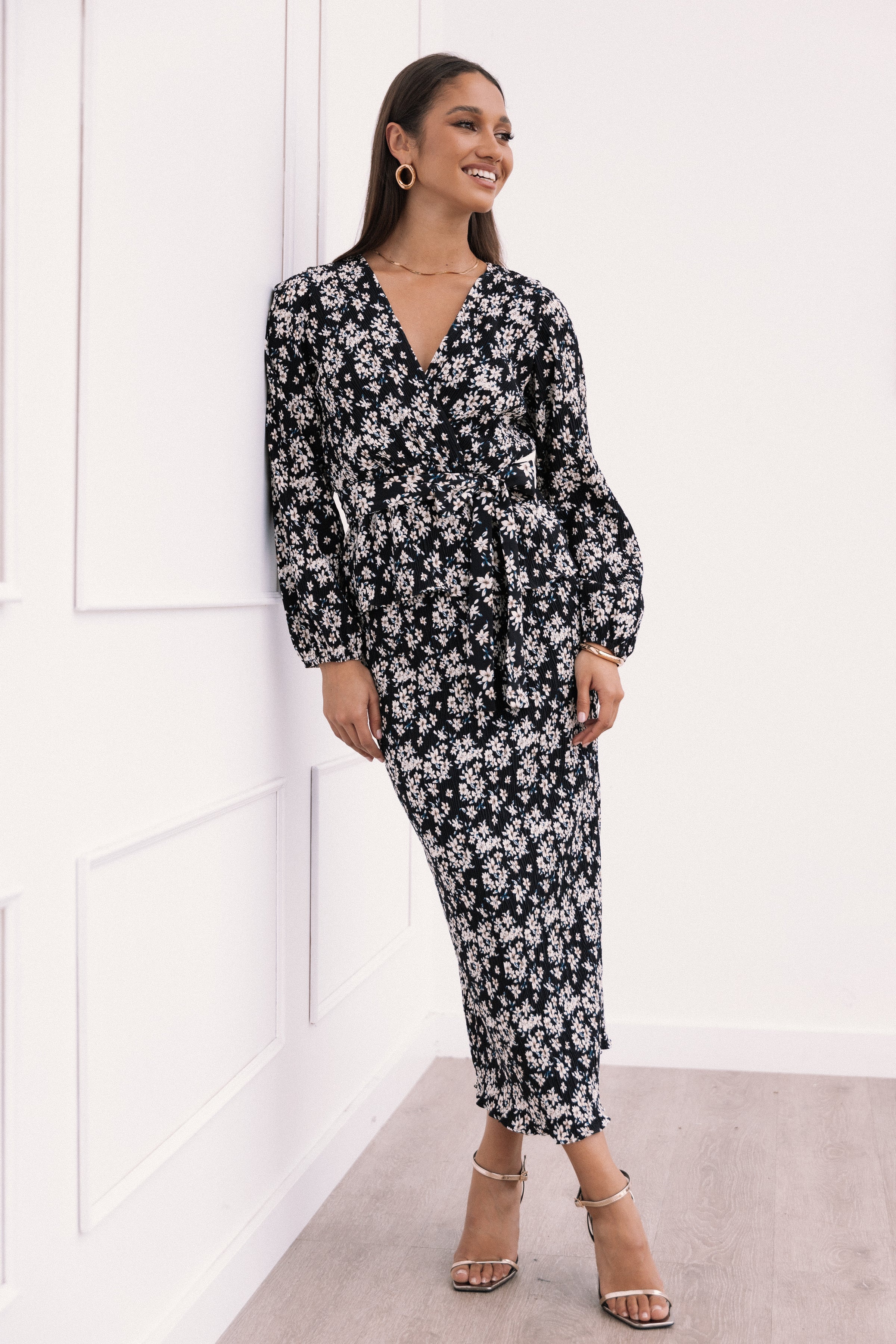 Petal and Pup USA TOPS Minelli Pleat Top - Black/White Floral