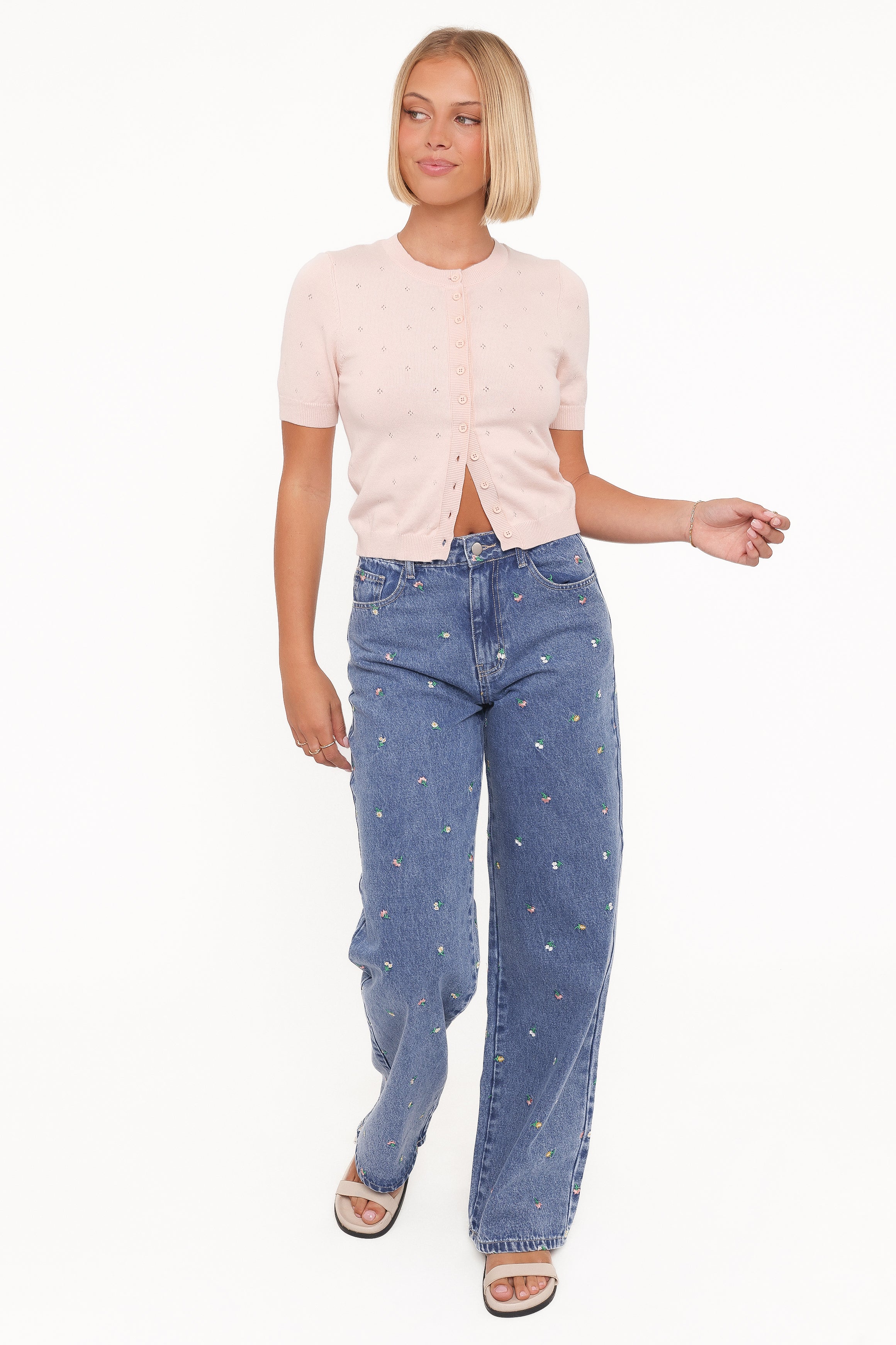 Petal and Pup USA TOPS Monae Pointelle Button Up Top - Pink